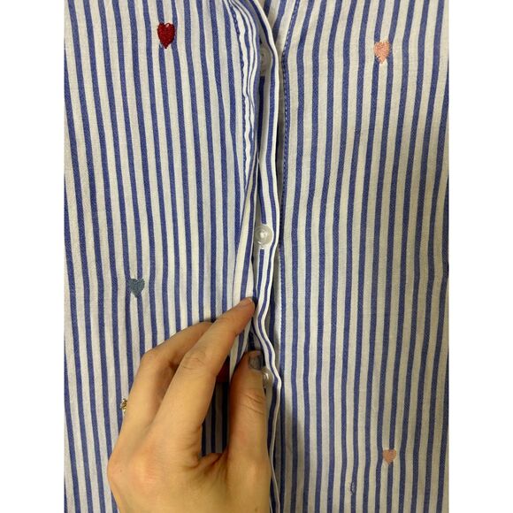 Rails Button Down Womens M Striped with little hearts‎ preppy minimal - AS IS - Picture 8 of 9